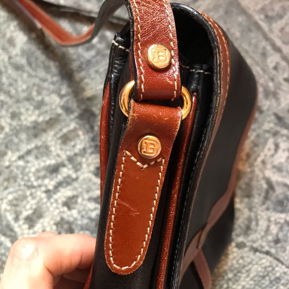 Excellent Condition Bally Italy Navy/Brown Pebbled Leather Shoulder Bag Purse - Picture 5 of 10